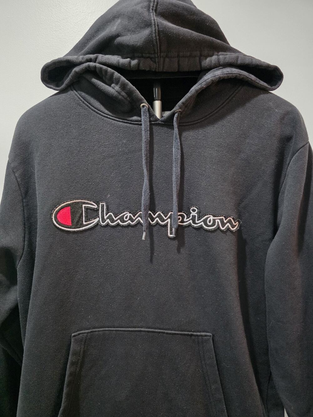 Champion Authentic Athleticwear Hoodie Mens Large Black Embroidered Pullover